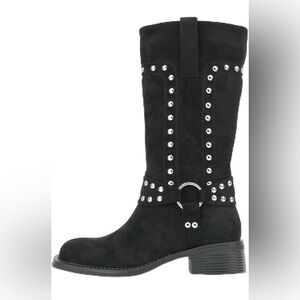 Studded Black Mid-Calf Boots